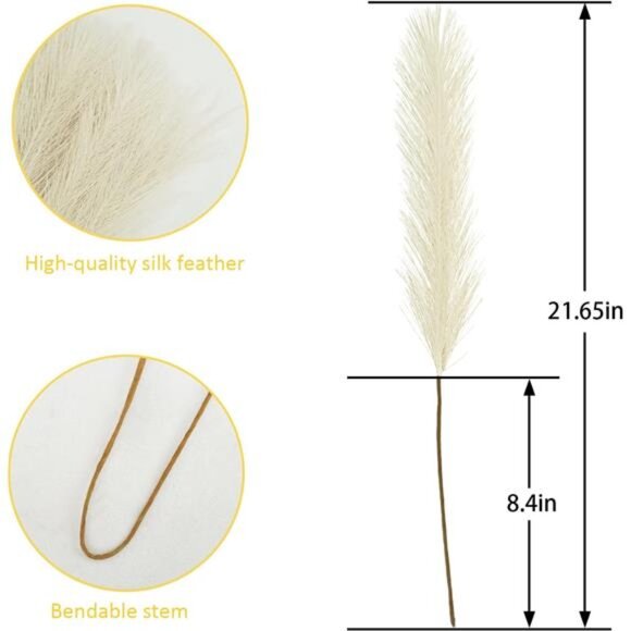 50PCS Faux Pampas Grass, 21.6" Short Artificial Pompous Grass Floral Fake Pompas - Picture 3 of 7